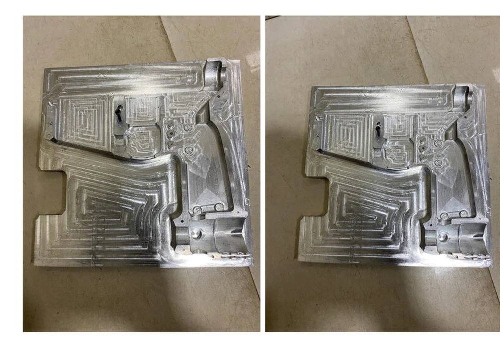 Precision CNC-machined aluminum tooling block for the airsoft gun housing