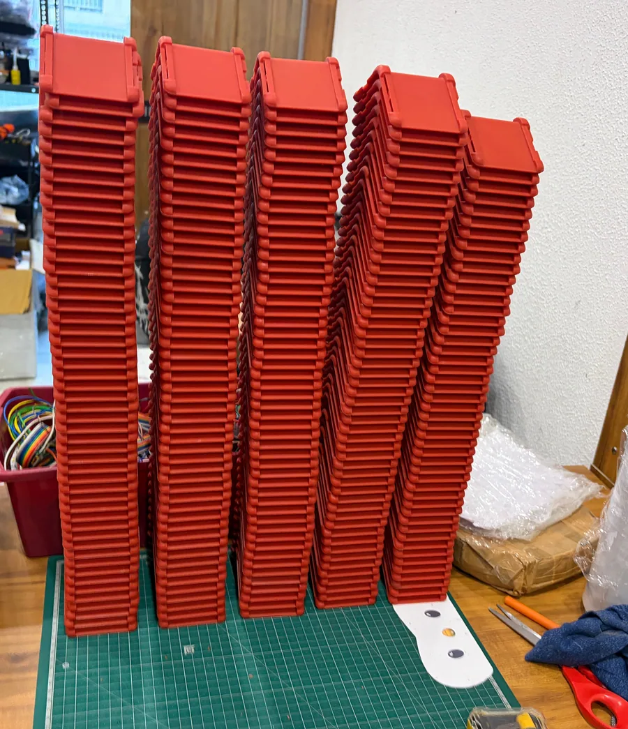 Molded fitness cuffs stacked after production
