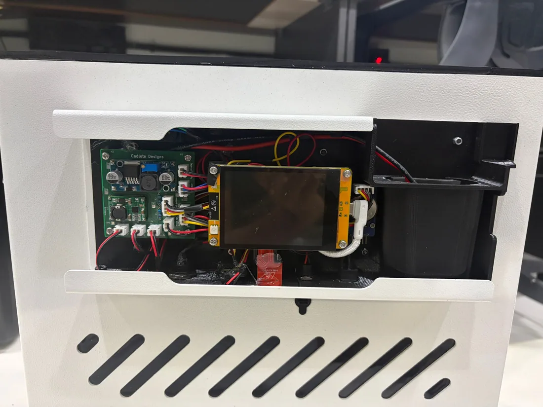 Electronics bay with circuit board and battery inside an enclosure