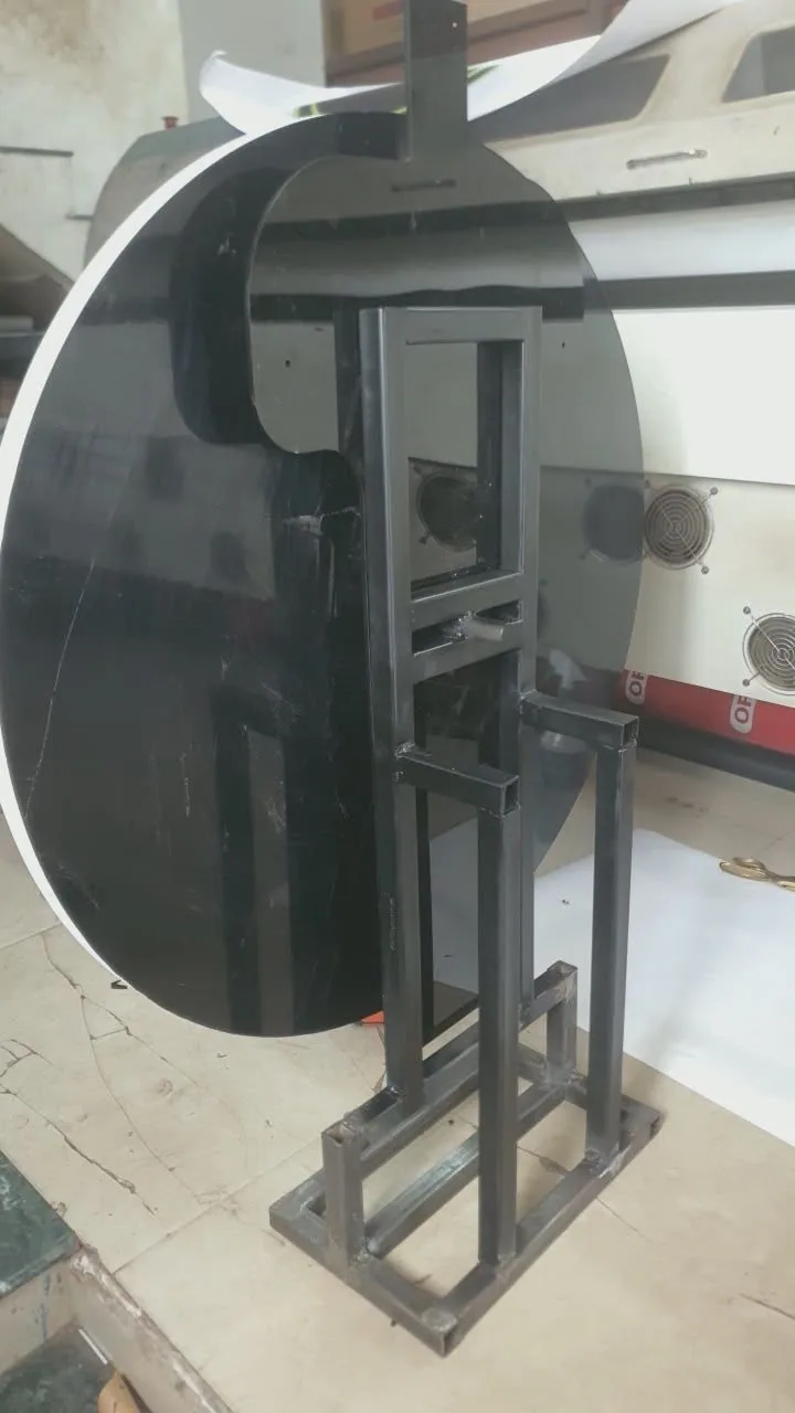 Steel frame and wheel disc of the SkorX event spin wheel during fabrication