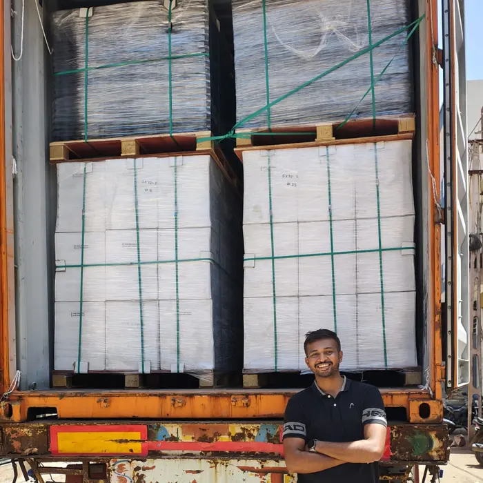 A completed product shipment packed and ready for international export