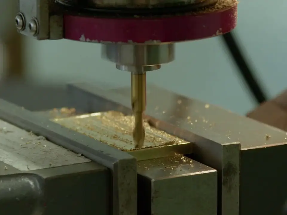 CNC end mill cutting brass, a 3D printer extruder at work, and a fiber laser cutting sheet metal
