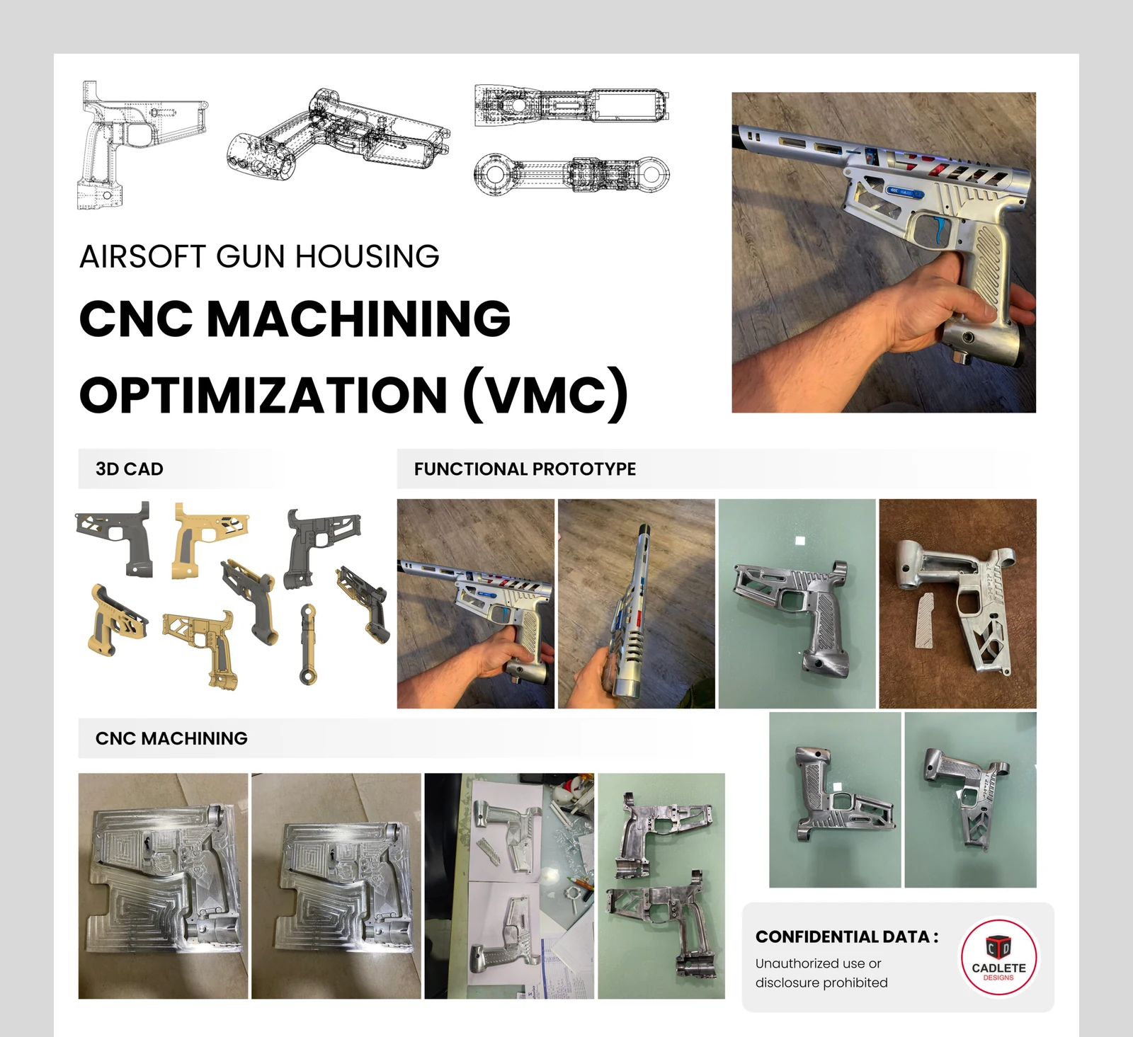 Airsoft gun housing CNC machined from aluminum