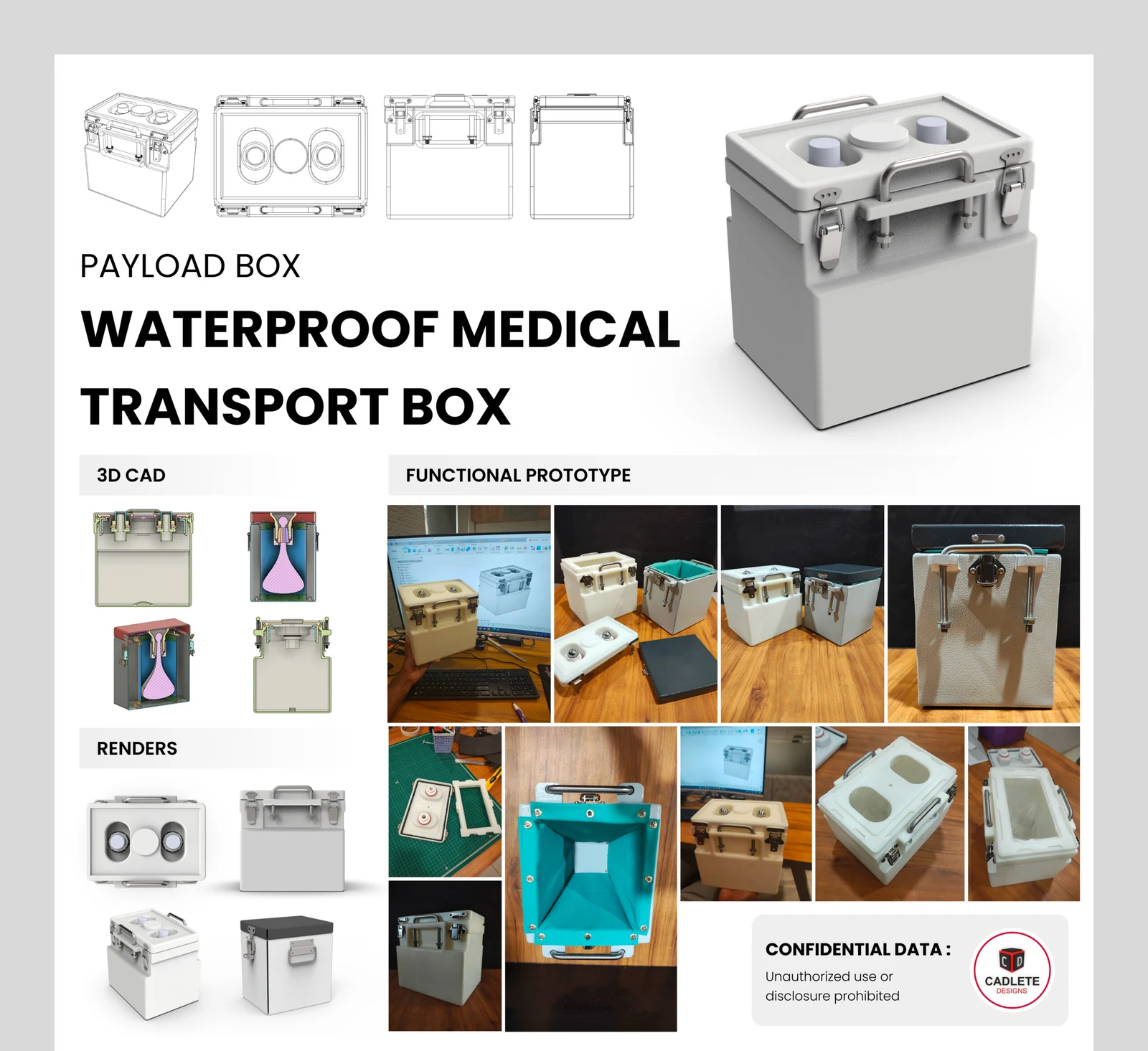 Waterproof, latex-suspended enclosure for medical transport