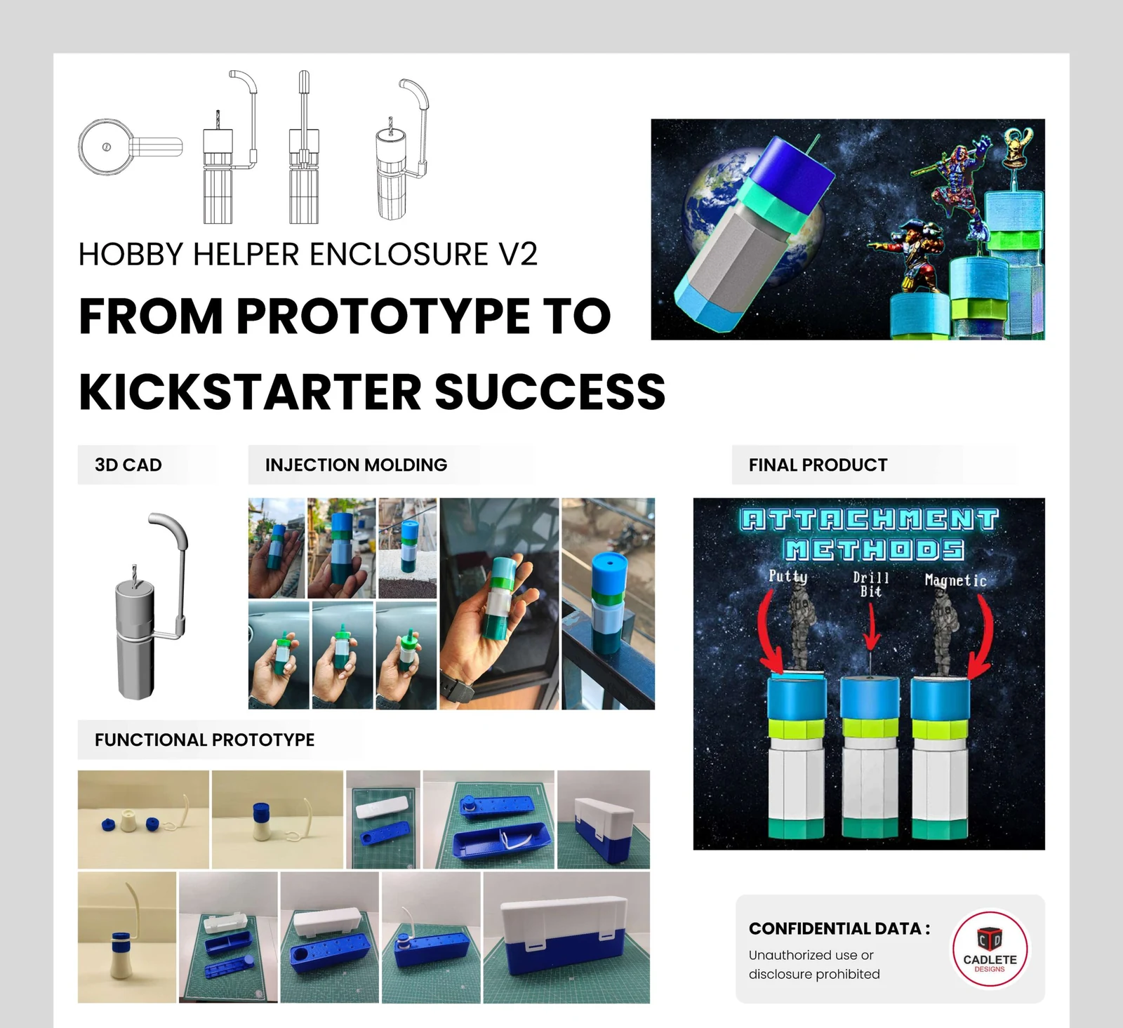 Hobby Helper Enclosure V2 injection-molded painting handle and pin vice
