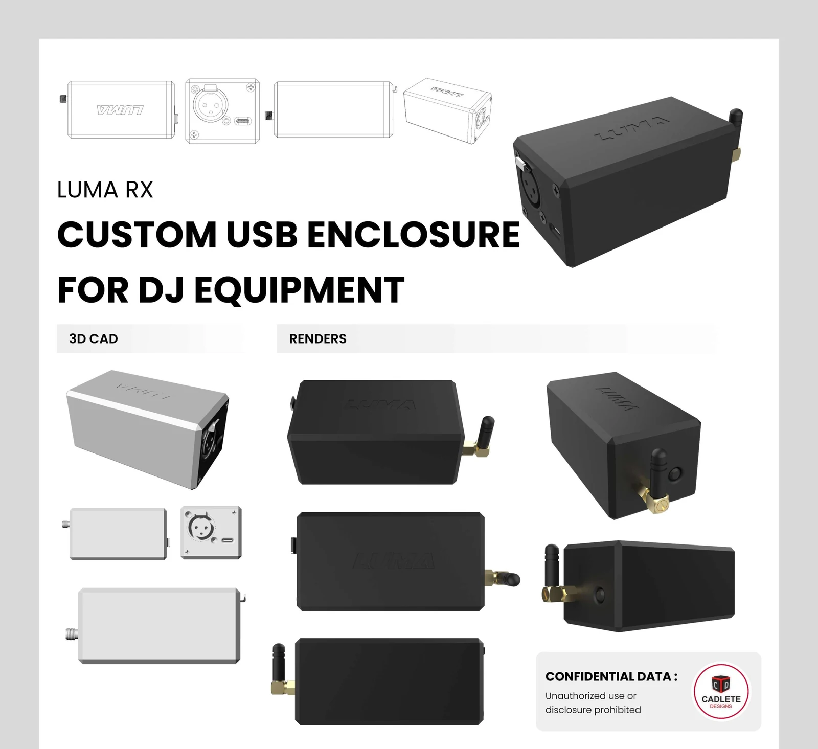 LUMA RX custom SLA-printed USB enclosure for a DJ client