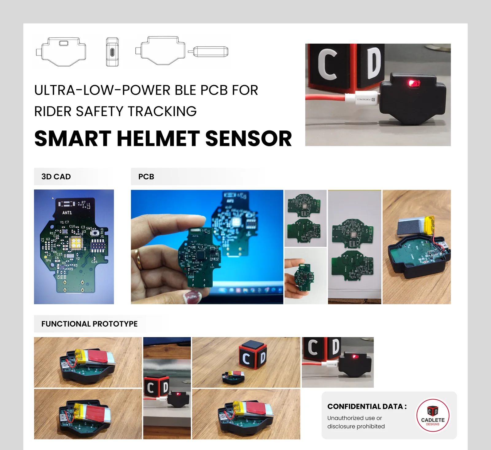 Smart Helmet Sensor: Ultra-Low-Power BLE PCB for Rider Safety Tracking