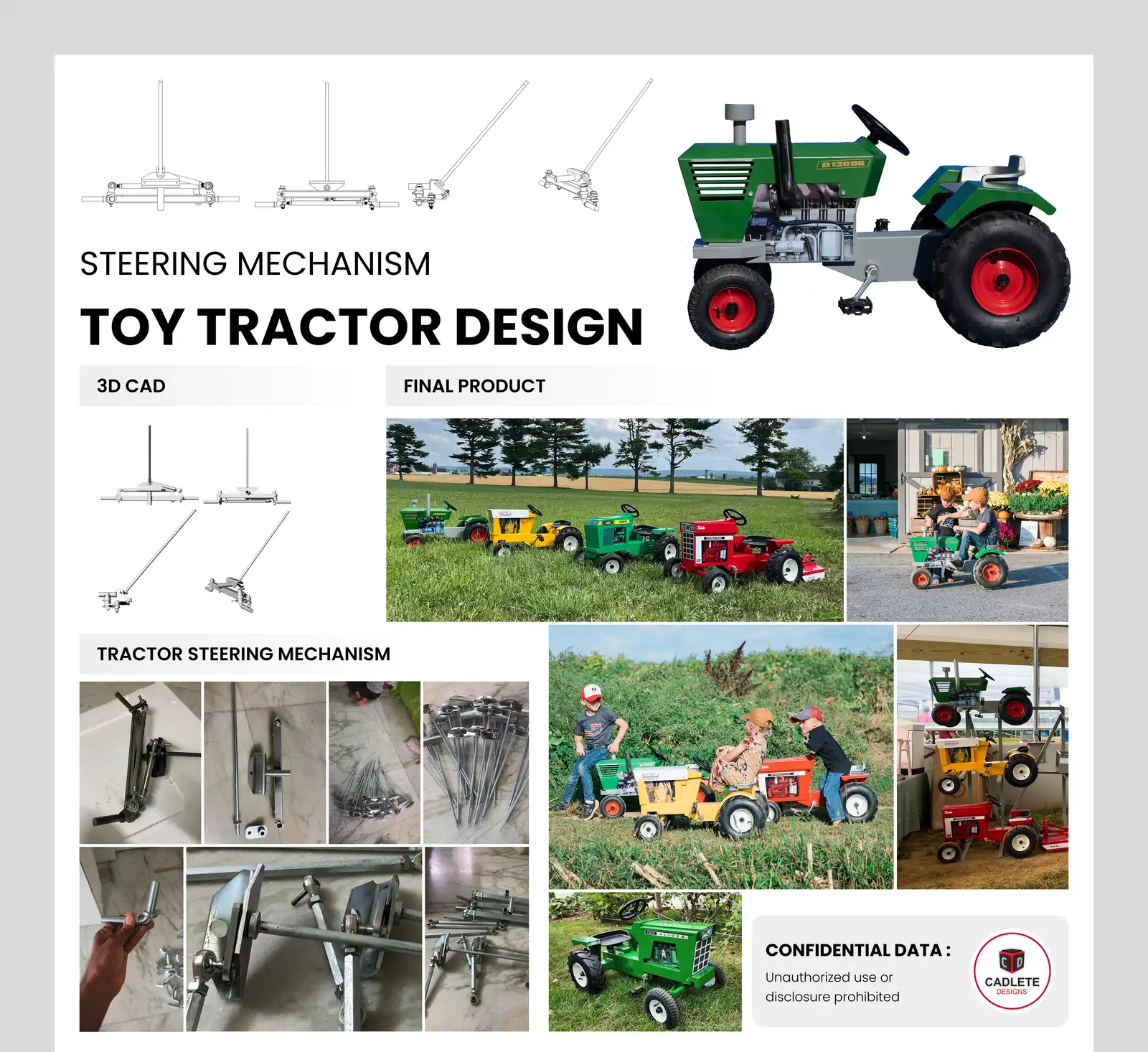 Toy Tractor Steering Mechanism: Six Iterations to Smooth, Effortless Steering