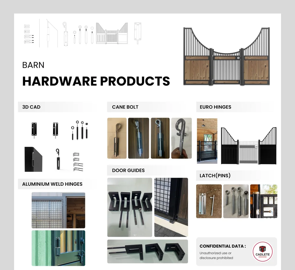 Barn Hardware Products, a real product design and manufacturing project by CADLETE Designs