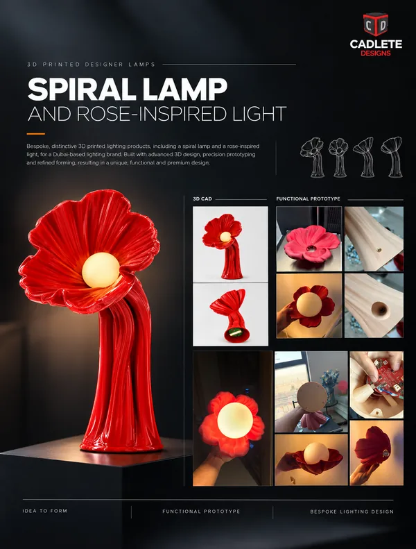 3D Printed Designer Lamps: Spiral Lamp and Rose-Inspired Light: Project Overview