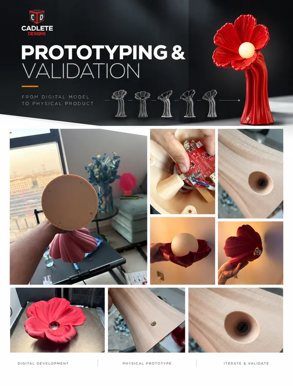 3D Printed Designer Lamps: Spiral Lamp and Rose-Inspired Light: Prototype