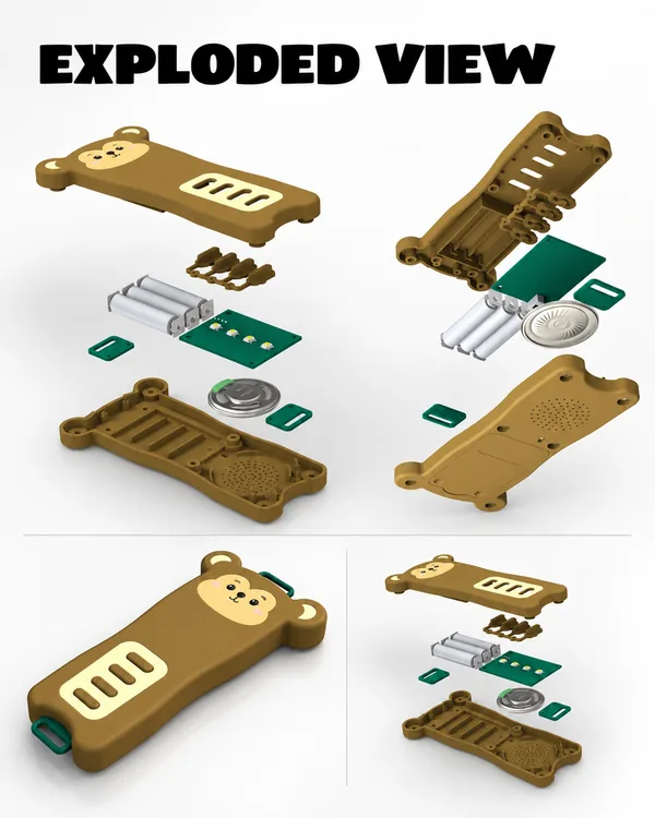 Electronic Toy Whistle: From Ideation Sketches to Molding-Ready Design: Exploded View