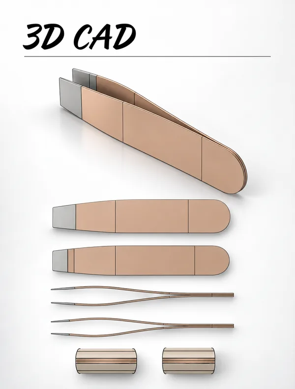 Precision Eyebrow Tweezers: Low-Cost Sheet Metal Design with PVD Finish: 3D CAD