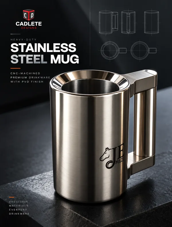 Heavy-Duty Stainless Steel Mug: CNC-Machined Premium Drinkware with PVD Finish: Product Showcase