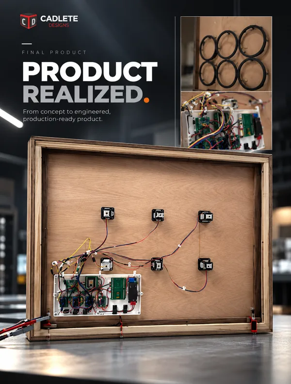 Kinetic Ring Art Installation: Six-Motor Control System Built in India, Sold in the USA: Final Product
