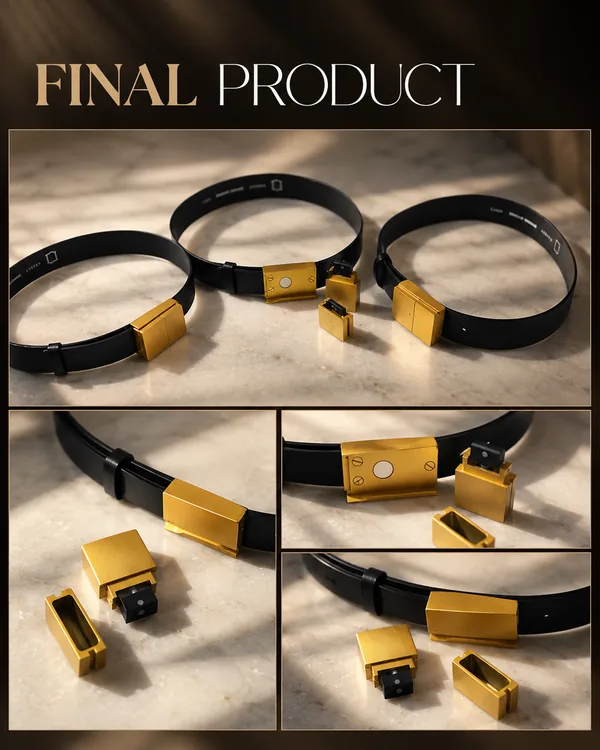 Perfume Belt Buckle: CNC-Machined Prototype with a Slide-In Mini Bottle: Final Product