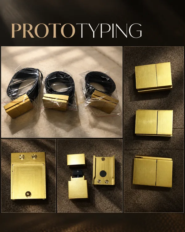 Perfume Belt Buckle: CNC-Machined Prototype with a Slide-In Mini Bottle: Prototype