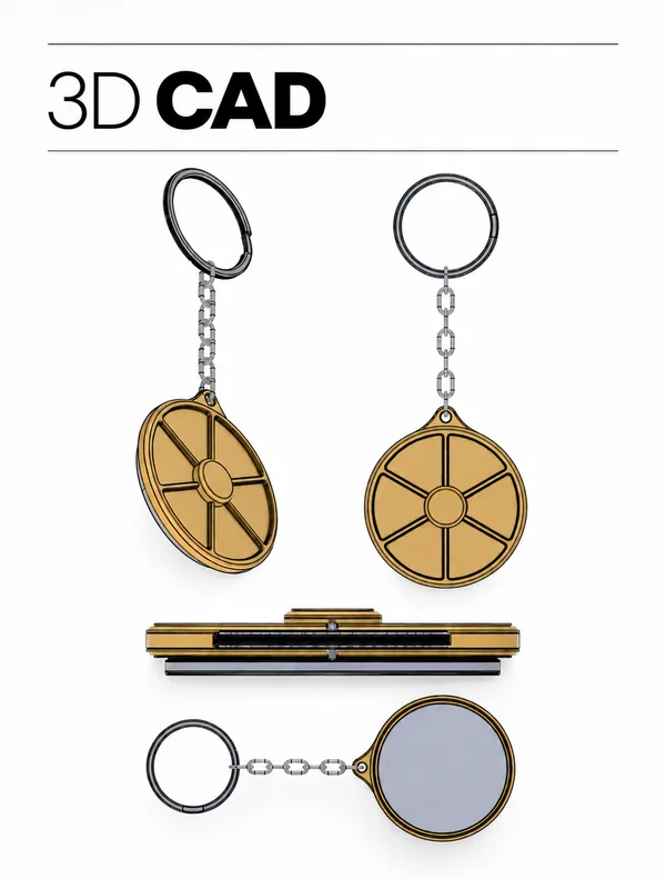 Custom Rotating Metal Keychains: Zinc Die Cast with Premium Finishes: 3D CAD