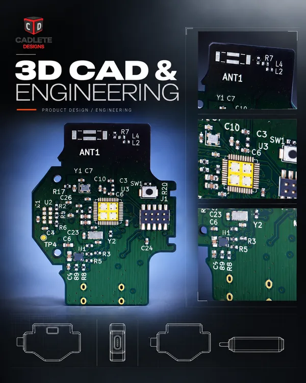 Smart Helmet Sensor: Ultra-Low-Power BLE PCB for Rider Safety Tracking: 3D CAD