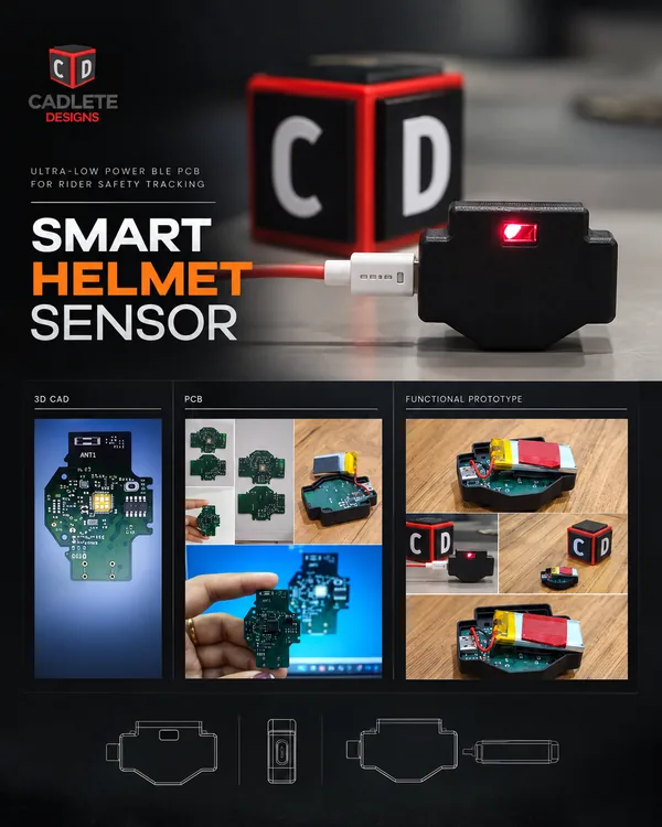 Smart Helmet Sensor: Ultra-Low-Power BLE PCB for Rider Safety Tracking: Project Overview